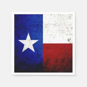 Serviettes Jetables Drapeau d'état du Texas Grunge noir
