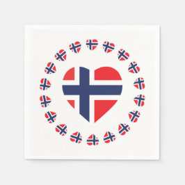 SERVIETTES JETABLES DRAPEAU EN FORME CARDIAQUE NORVÈGE