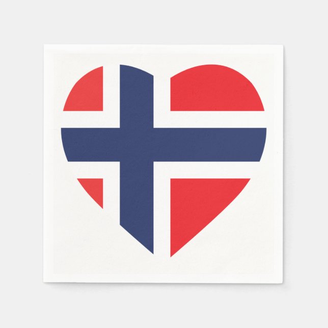SERVIETTES JETABLES DRAPEAU EN FORME CARDIAQUE NORVÈGE (Devant)