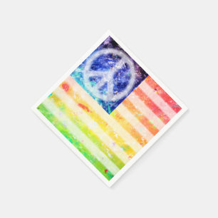 Serviettes Jetables Drapeau hippie de phénomène de paix