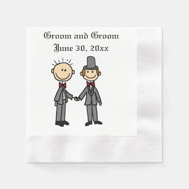 Serviettes Jetables Drôle mariage homosexuel pièces dessin (Devant)