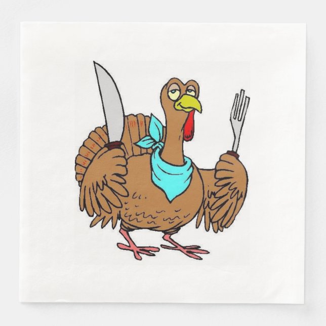 Serviettes Jetables Drôle Thanksgiving Turquie (Devant)