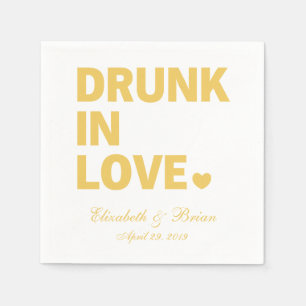 Serviettes Jetables "Drunk in love" Mariage doré personnalisé