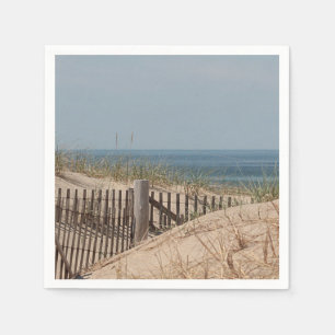 Serviettes Jetables Dunes de sable et barrière de plage