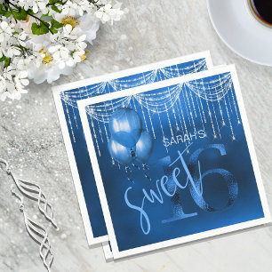 Serviettes Jetables Éclairage à chaîne et ballons doux 16 Dk Blue ID47