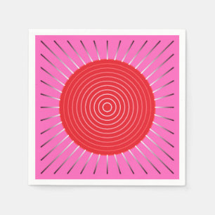 Serviettes Jetables Éclat de soleil géométrique moderne - Fuchsia et R