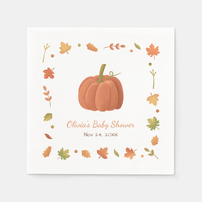 Serviettes Jetables Élégant Baby shower Citrouille d'automne serviette (Devant)