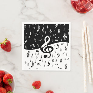 Serviettes Jetables Élégant blanc et noir blanc de Clef Clave en fer