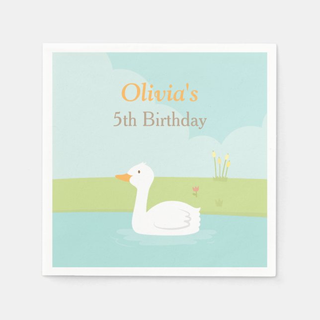 Serviettes Jetables Elégant Canard blanc Anniversaire Fournitures de f (Devant)