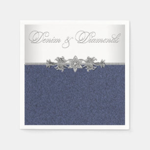 Serviettes Jetables Élégant Denim et diamants
