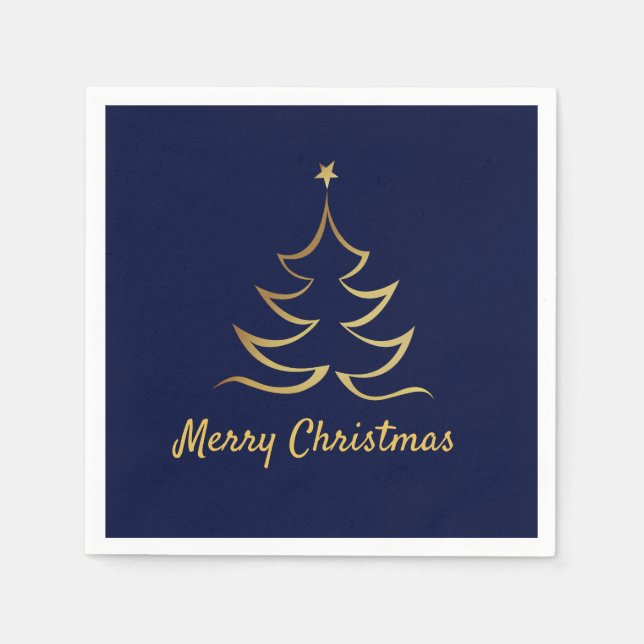 Serviettes Jetables Élégant Faux Gold Joyeux Noël (Devant)