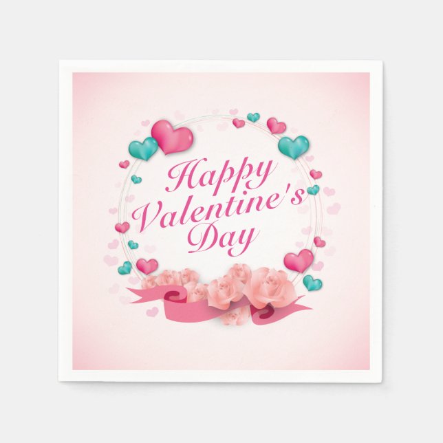 Serviettes Jetables Élégant Heureuse Sainte-Valentin Coeurs bonbons Na (Devant)