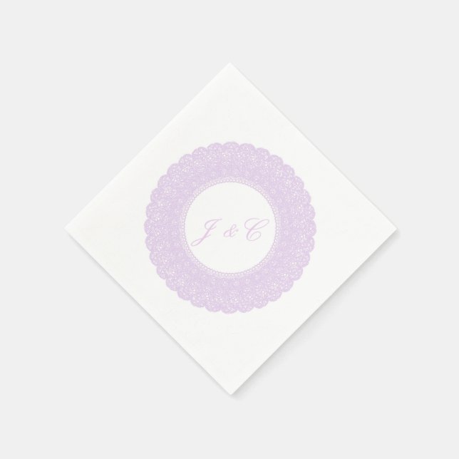 Serviettes Jetables Élégant lavande/dentelle violette serviette (Coin)