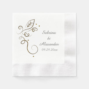 Serviettes Jetables Elegant Leaf Swirl Paper Napkin