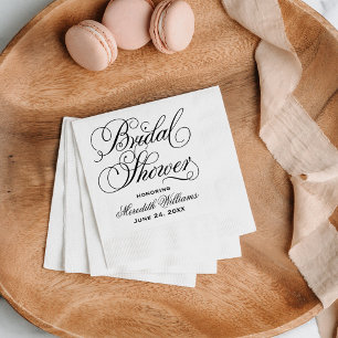 Serviettes Jetables Élégant mariage calligraphié en noir pour la douch