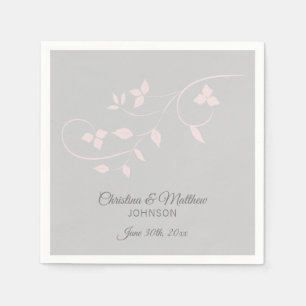 Serviettes Jetables Élégant Mariage Pastel Blush Rose & Grey (Gris)