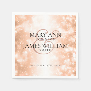 Serviettes Jetables Elégant Mariage Rose Gold Shimmer Lumières