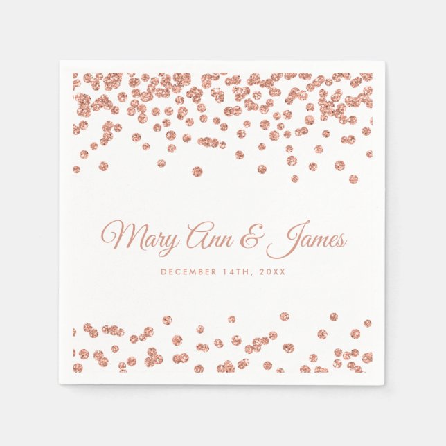 Serviettes Jetables Elégant mariage Rose Parties scintillant or Confet (Devant)