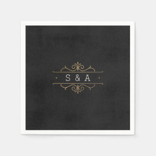 Serviettes Jetables Élégant monogramme de mariage vintage classique mo