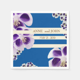Serviettes Jetables Élégant papier Mariage bleu floral