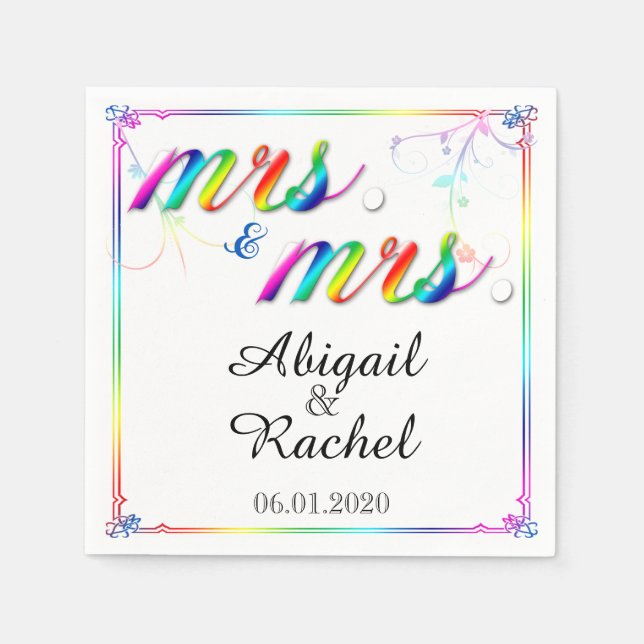 Serviettes Jetables Elégant Rainbow Floral Mme Mariage Napkin (Devant)