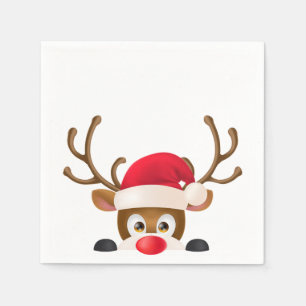 Serviettes Jetables Élégant renne avec le chapeau de Santa   Serviette