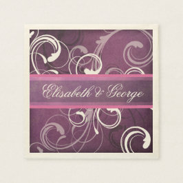 Serviettes Jetables Élégant Royal Purple Grunge Damask Mariage