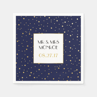Serviettes Jetables Élégant Twinkle Stars Midnight Blue Sky et Gold