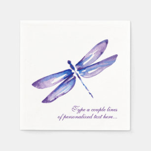 Serviettes Jetables Elégante aquarelle violet dragonfly Papier serviet