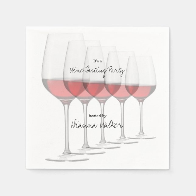 Serviettes Jetables Élégantes Grandes Lunettes de Vin Rouge (Devant)