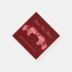 Serviettes Jetables Éléphant de henné (rouge/rose)