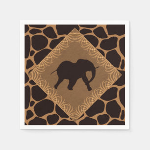 Serviettes Jetables Éléphant de thème de safari au-dessus de copie 