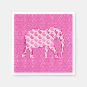 Serviettes Jetables Éléphant paisley - rose glacé et fuchsia