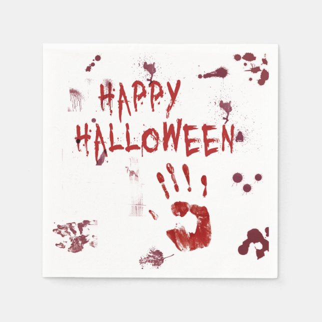 Serviettes Jetables Empreinte sanglante Halloween - Papier (Devant)