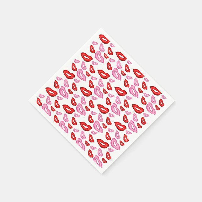 Serviettes Jetables Empreintes de rouge à lèvres tendance  (Coin)