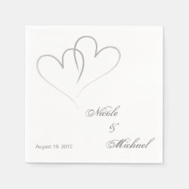 Serviettes Jetables Enregistrer la date - Deux coeurs entrelacés