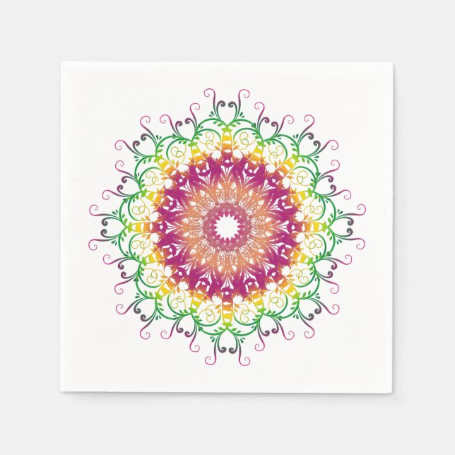 Serviettes Jetables Ethnic floral mandala. (Devant)