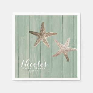 Serviettes Jetables Étoile dorée & Élégante fête de plage personnalisé