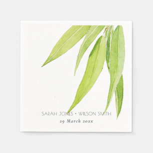 SERVIETTES JETABLES EUCALYPTUS FEUILLE MONOGRAMME DU FOLIAGE DE COULEU