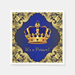 Serviettes Jetables Fancy Royal Blue Gold Prince Baby Shower