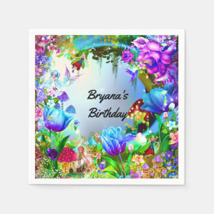 Serviettes Jetables Fée forêt enchantée fête d'anniversaire magique