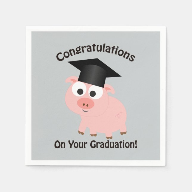 Serviettes Jetables Félicitations pour votre diplôme ! Cochon (Devant)