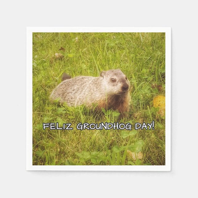 Serviettes Jetables Feliz Groundhog Day! serviettes (Devant)