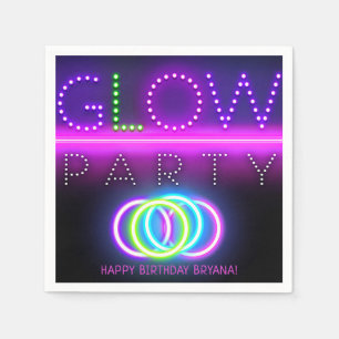 Serviettes Jetables Fête Black Glow Party Lumières néon Anniversaire