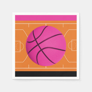 Serviettes Jetables Fête d'anniversaire de basketball Noir Rose & Oran