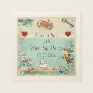 Serviettes Jetables Fête d'anniversaire folle de thé de chapelier