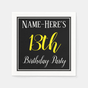 Serviettes Jetables Fête d'anniversaire simple et 13ème avec le nom