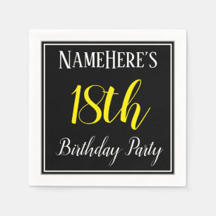 Serviettes Jetables Fête d'anniversaire simple et 18ème avec le nom