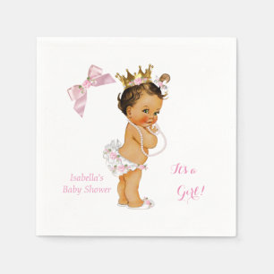 Serviettes Jetables Fête de Naissance Princesse Fille Couronne Rose Or