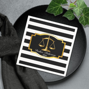 Serviettes Jetables Fête de remise des diplômes en droit à rayures noi